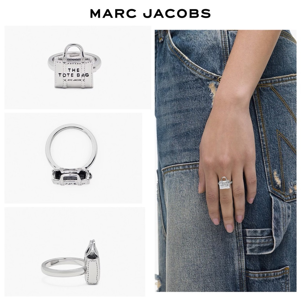 NWT MARC JACOBS THE TOTE BAG Silver Plated Brass Nickel Free Statement Ring